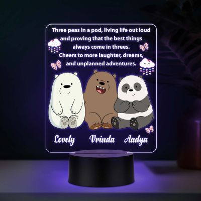 Customized Best Friends UV Print 7 Color LED Night Light  Personalized Name & Quote Lamp